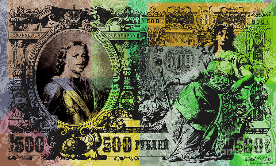 500 Ruble Banknote Pop Art Collage - #4 Digital Art by Jean luc Comperat