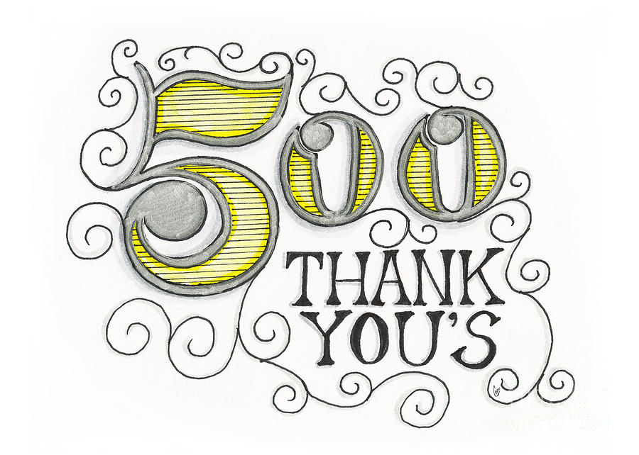 500 Thank Yous Drawing by Cindy Garber Iverson