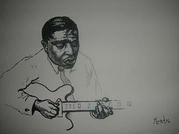 The Blues Man Drawing - The Blues Man 5x7 Inch #5062 by Meat-Jeffery Paul Gadbois
