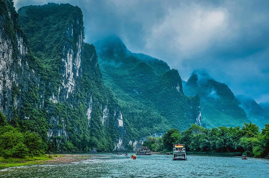Karst mountains and Lijiang River scenery #51 Photograph by Carl Ning