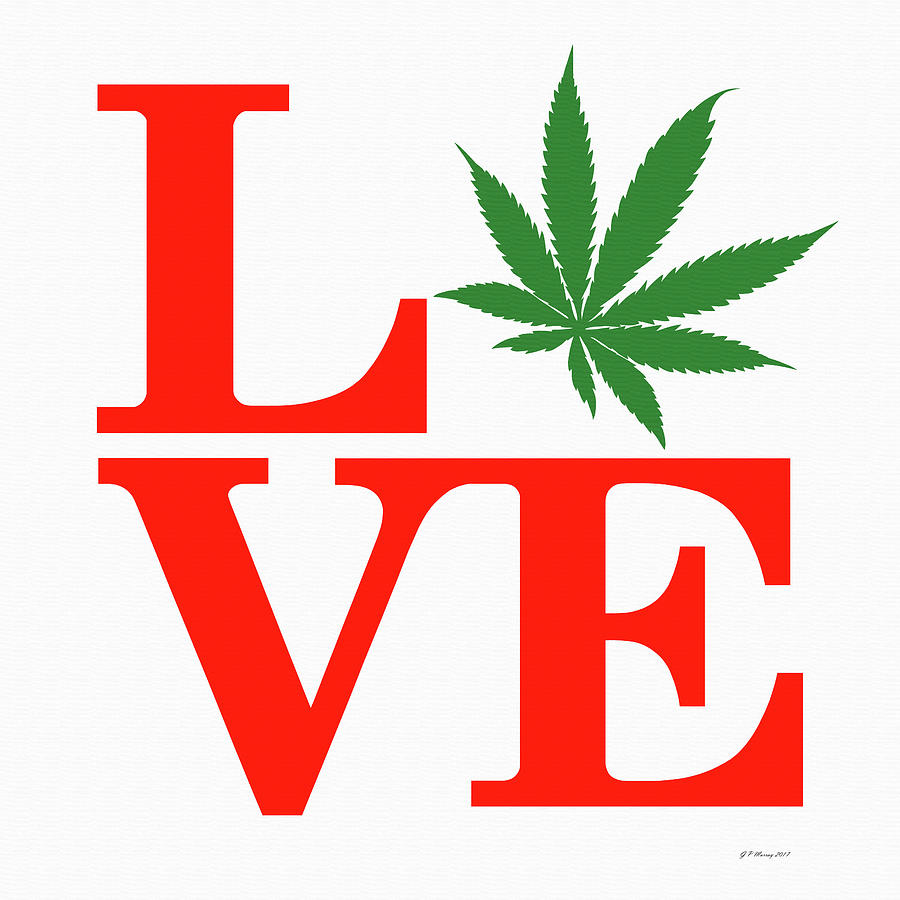 Marijuana Leaf Love Sign #51 Digital Art by Gregory Murray