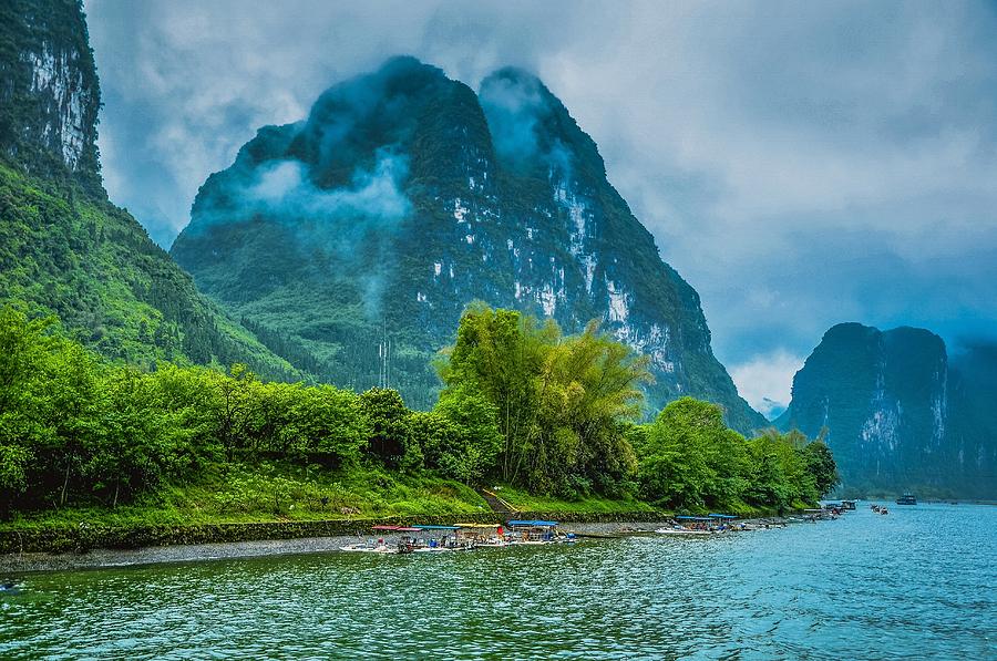 Karst mountains and Lijiang River scenery #52 Photograph by Carl Ning