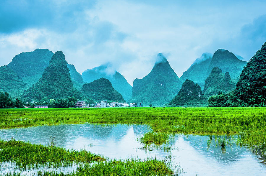 Karst rural scenery in raining Photograph by Carl Ning - Fine Art America