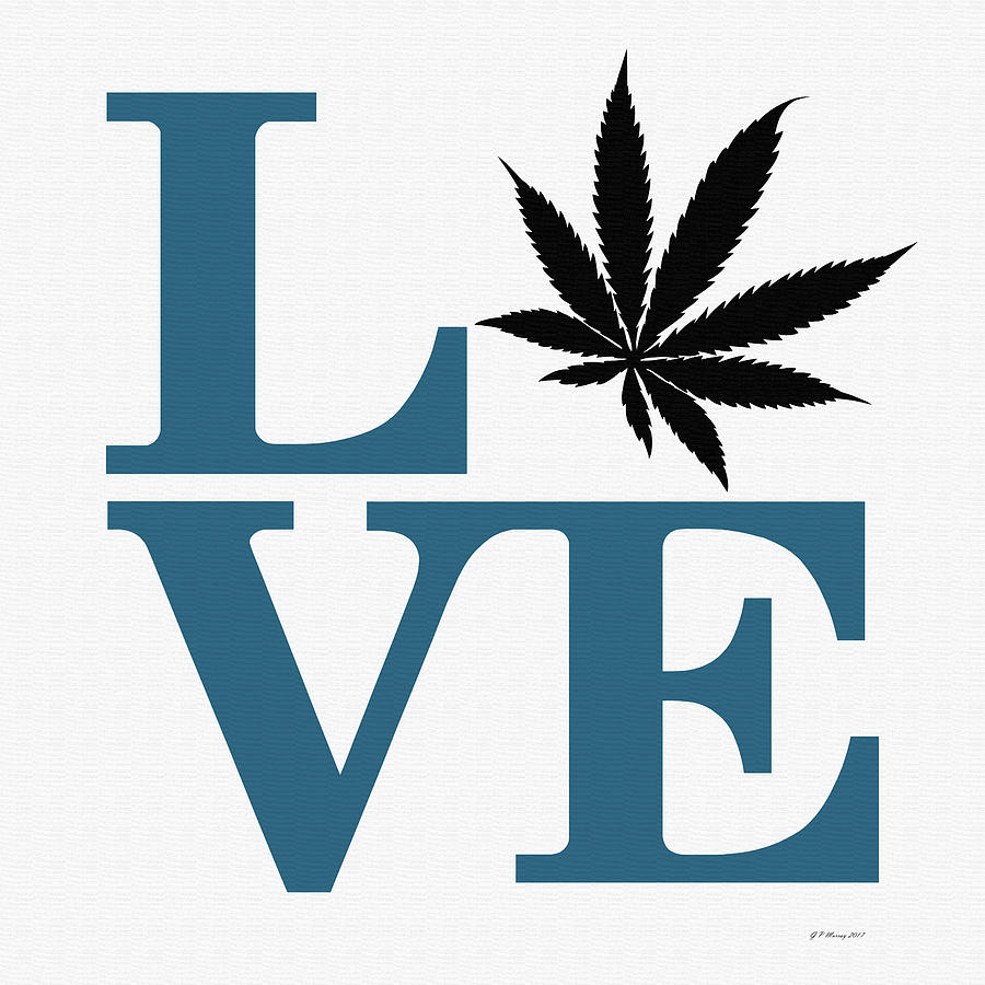 Marijuana Leaf Love Sign #52 Digital Art by Gregory Murray