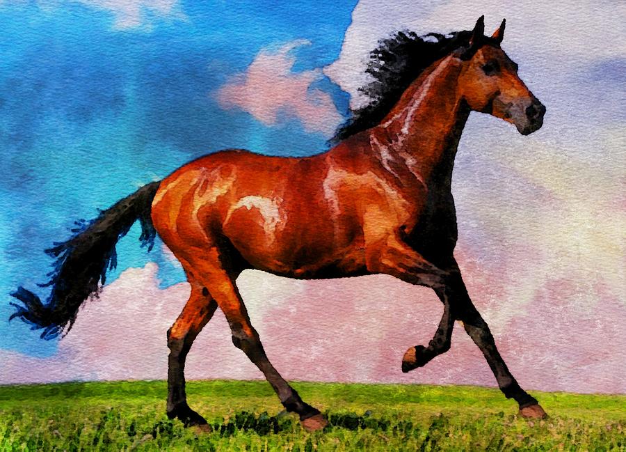 Running Horse Digital Art By Nadezhda Zhuravleva