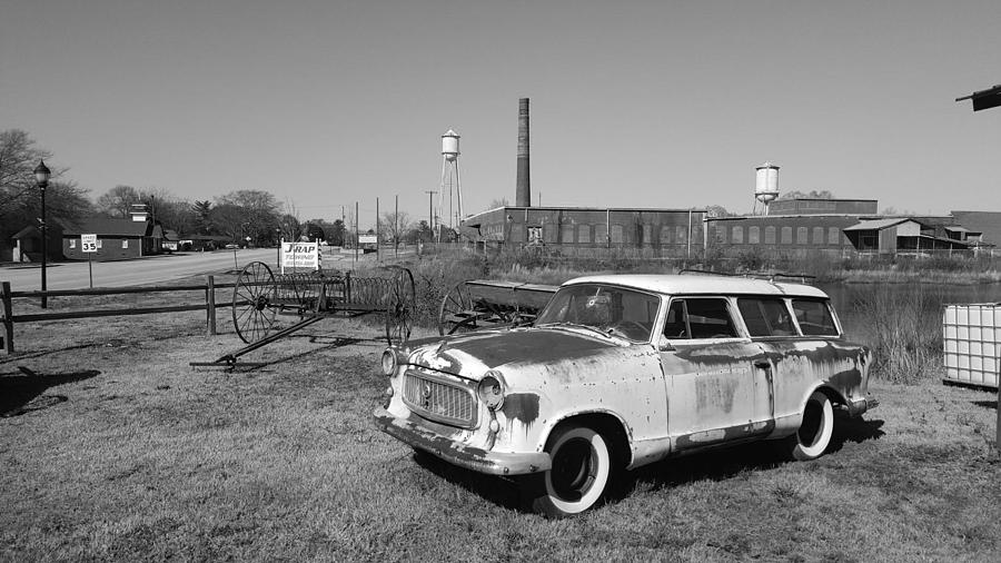 53 Amc Rambler Stationwagon Framed By The Former Jackson Textile