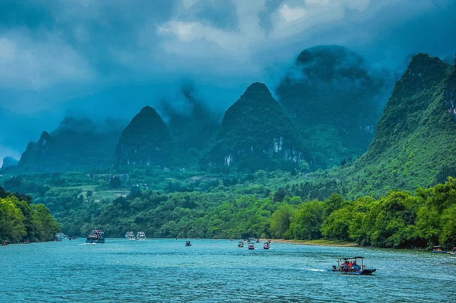 Karst mountains and Lijiang River scenery #53 Photograph by Carl Ning