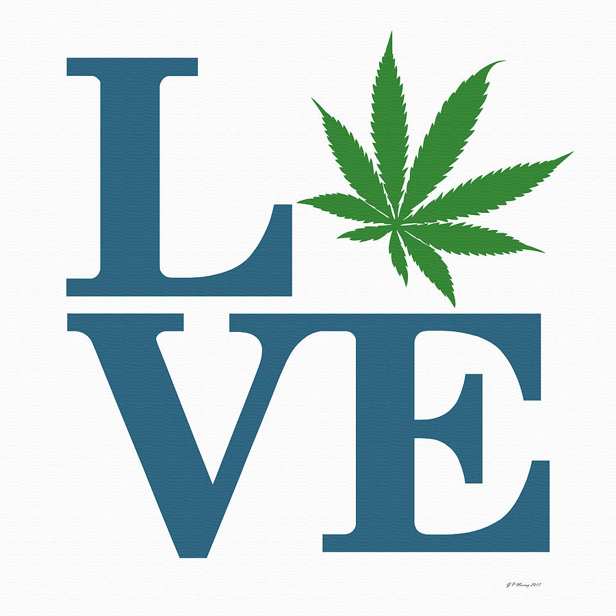 Marijuana Leaf Love Sign #53 Digital Art by Gregory Murray