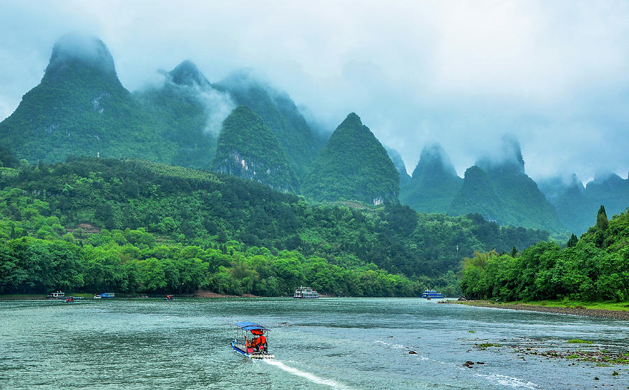 The beautiful karst mountains and Lijiang river scenery Photograph by ...