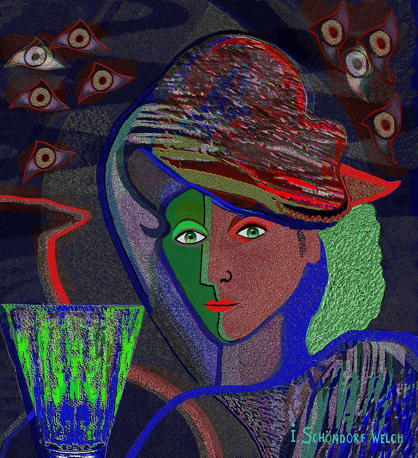 532   Lady  with Green Drink V Digital Art by Irmgard Schoendorf Welch