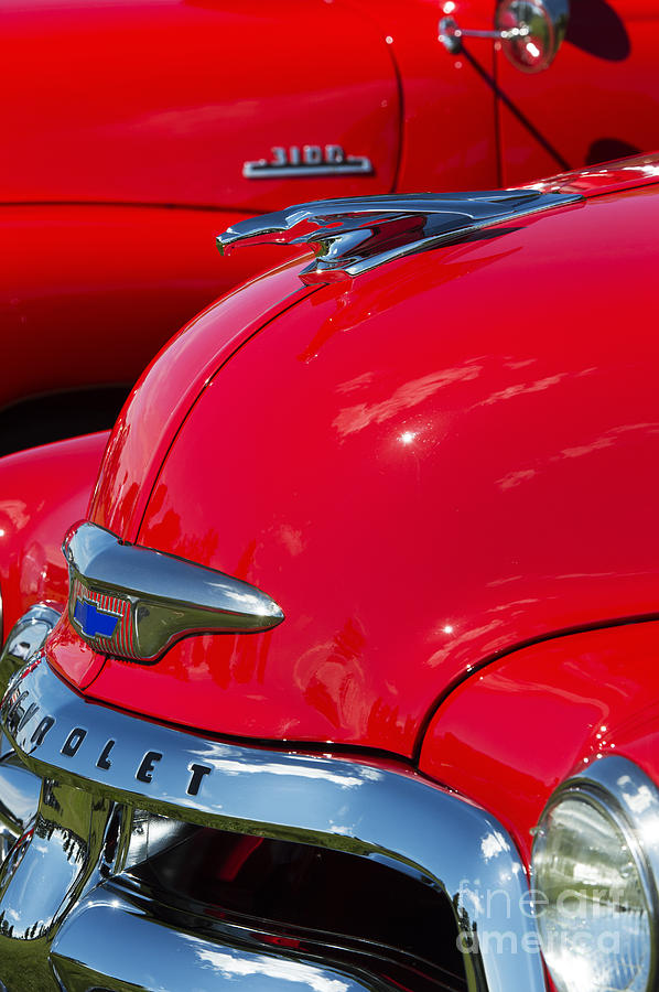 Car Photograph - 54 Chevrolet Hood by Tim Gainey