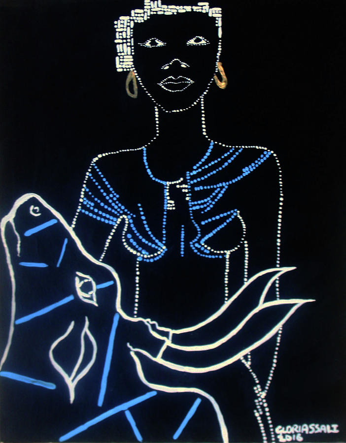 Dinka Bride - South Sudan #54 Painting by Gloria Ssali