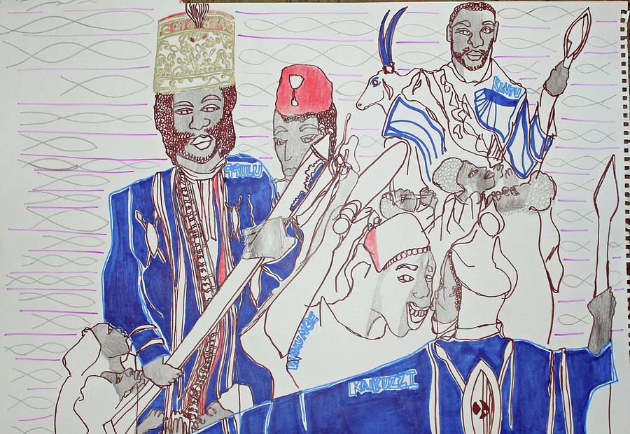 Kintu and Nambi  Folktale #54 Painting by Gloria Ssali