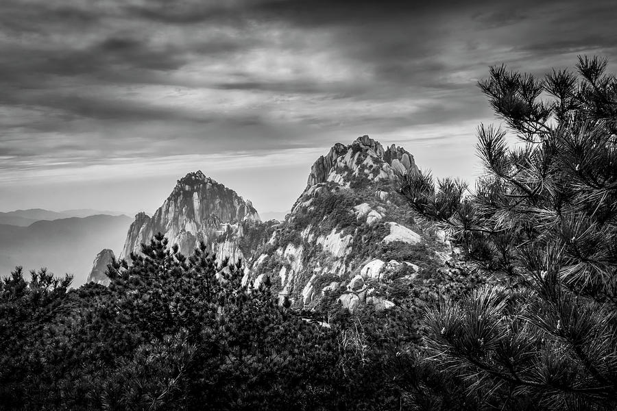5417- Yellow Mountains Black And White Photograph