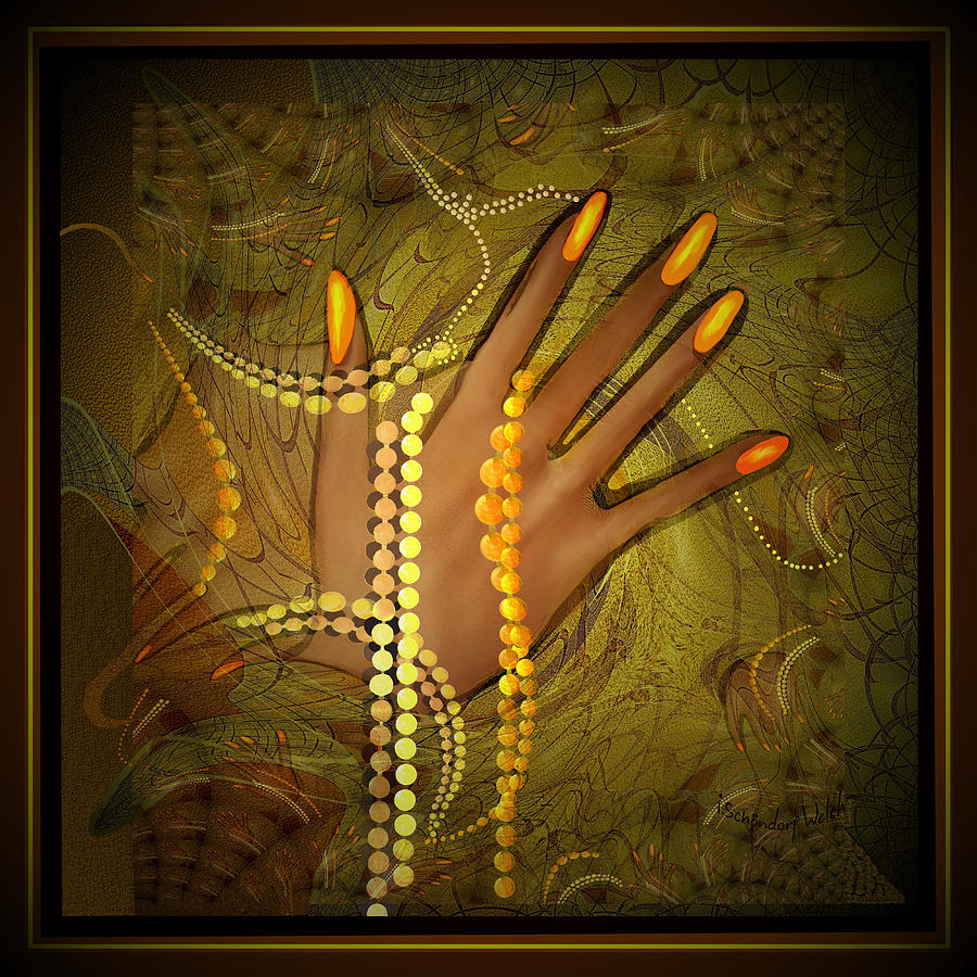 544   Gold Fingers  2017 V Painting by Irmgard Schoendorf Welch