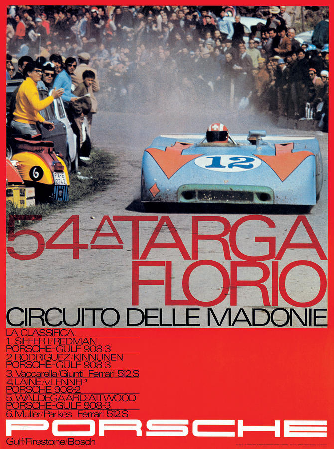 54th Targa Florio Porsche Race Poster Digital Art by Georgia Clare
