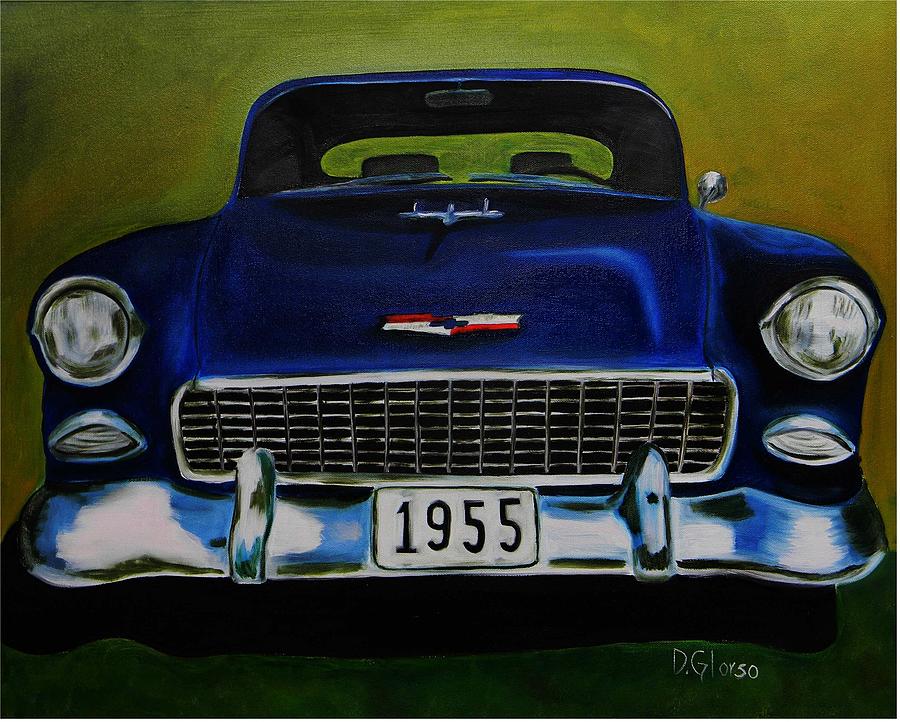 55 Blue Chevy Painting by Dean Glorso