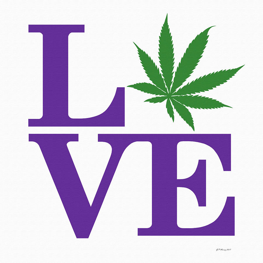 Marijuana Leaf Love Sign #55 Digital Art by Gregory Murray