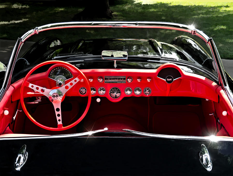 Vintage Digital Art - 56 Corvette Convertible by Douglas Pittman