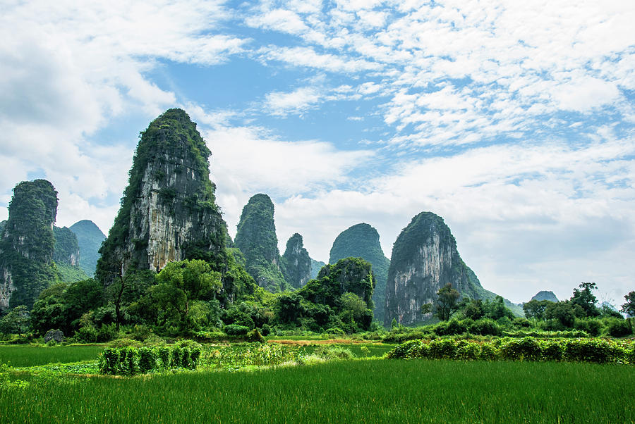 Karst mountains and rural scenery Photograph by Carl Ning - Fine Art ...