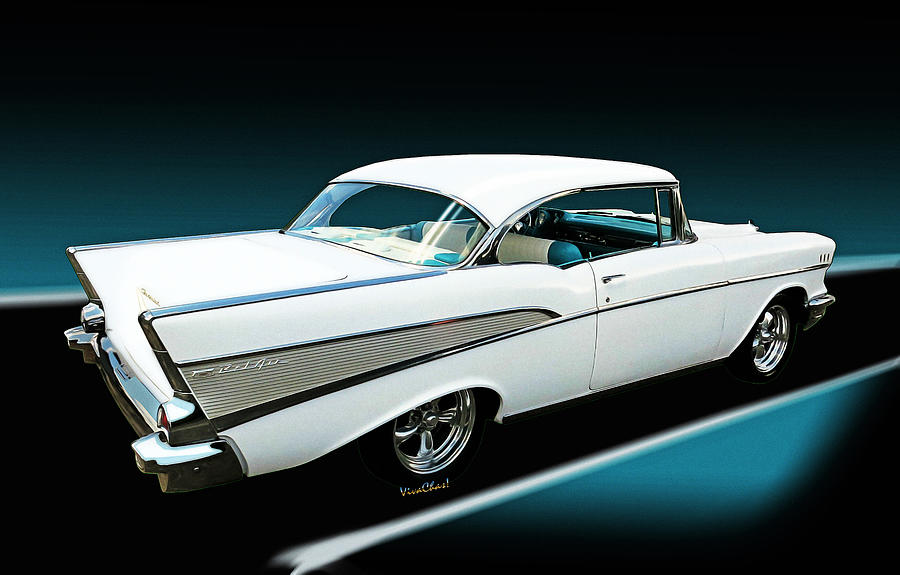 57 Chevy Bel-air Hardtop In Silver And White Photograph