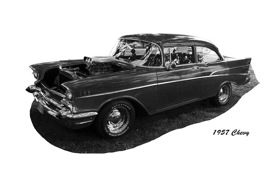 57 Chevy BW Photograph by C H Apperson