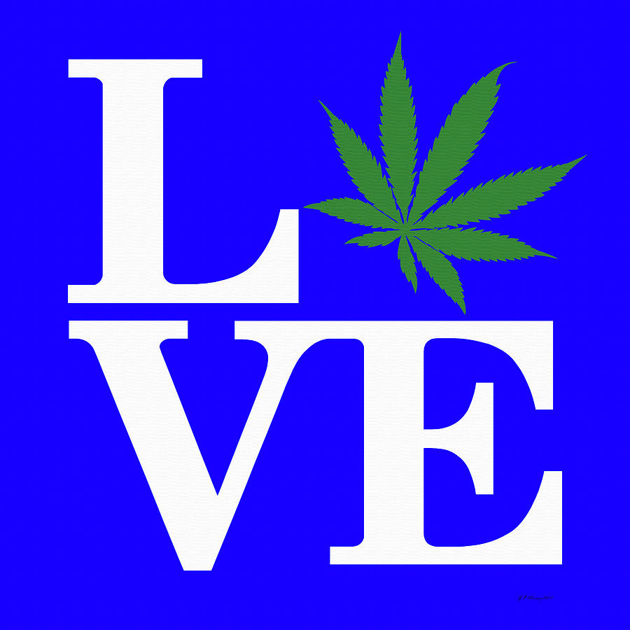 Marijuana Leaf Love Sign #57 Digital Art by Gregory Murray