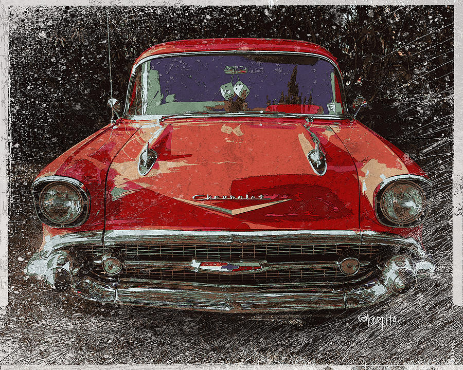 57 Red Chevy Classic Chevrolet Car Photograph by Rebecca Korpita