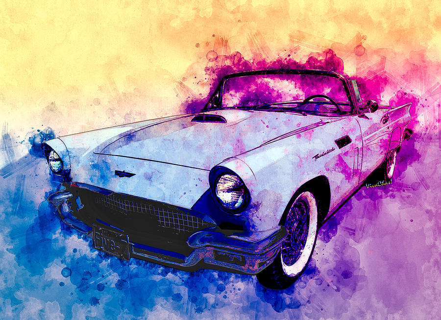 57 Thunderbird Watercolour Mixed Media by Chas Sinklier
