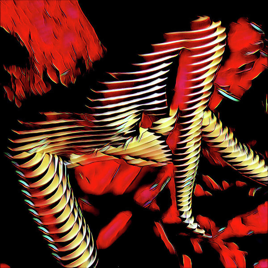 5787s-MAK Nude Woman Art Rendered in Red Palette Knife Style Digital Art by Chris Maher