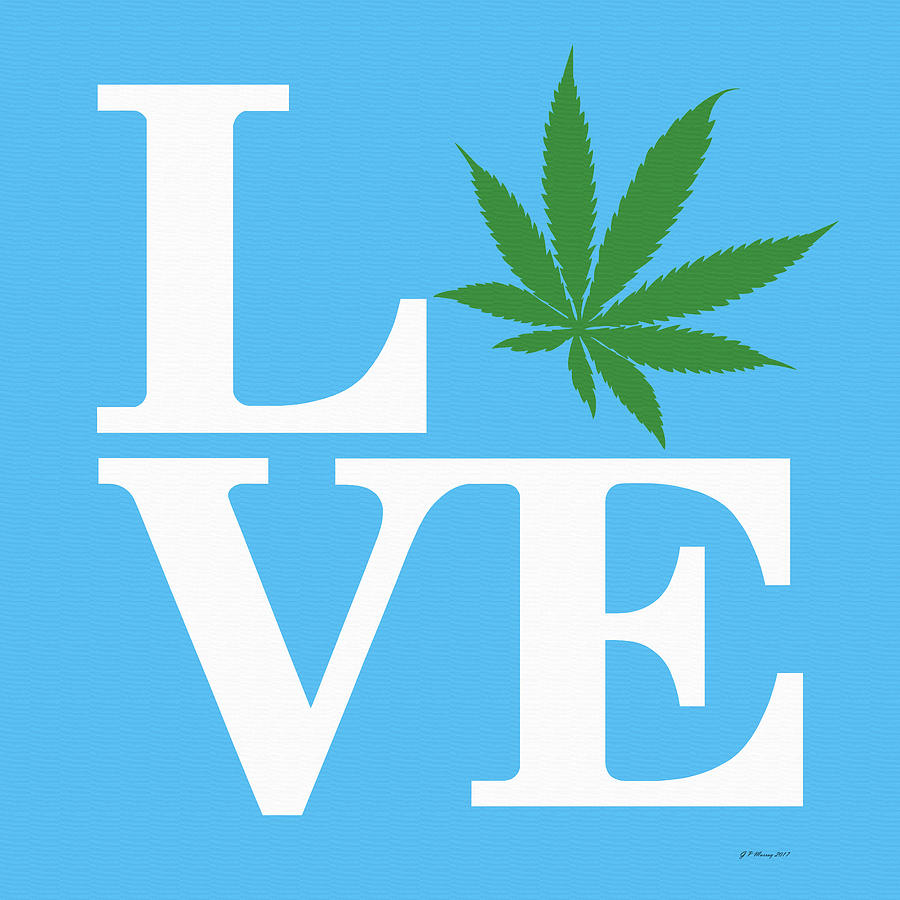 Marijuana Leaf Love Sign #58 Digital Art by Gregory Murray