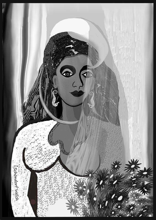 582   White Bride with Earrings A Digital Art by Irmgard Schoendorf Welch