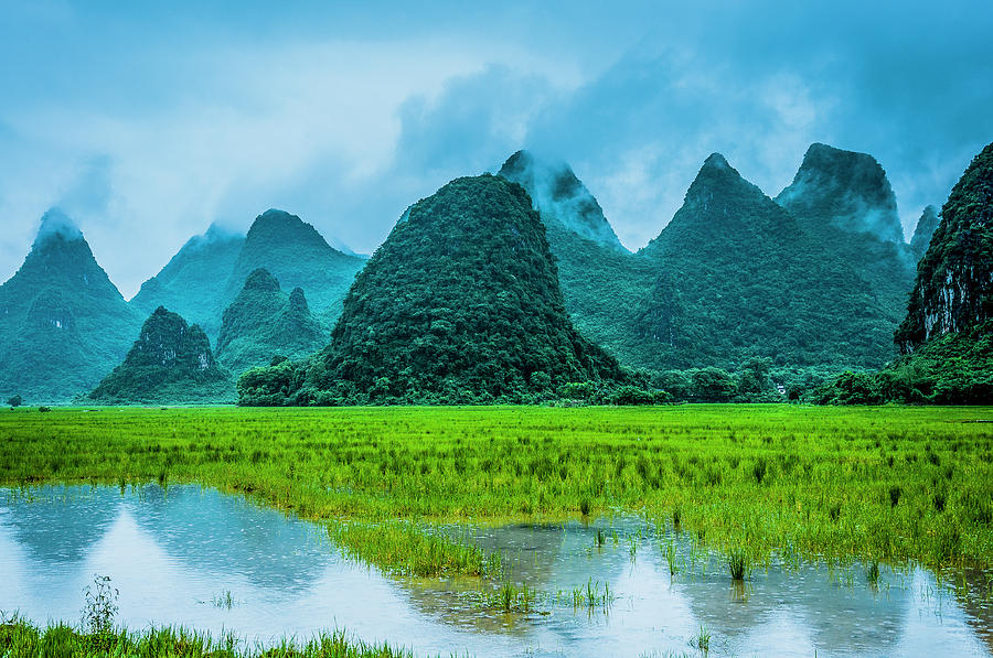 Karst rural scenery in raining Photograph by Carl Ning - Fine Art America