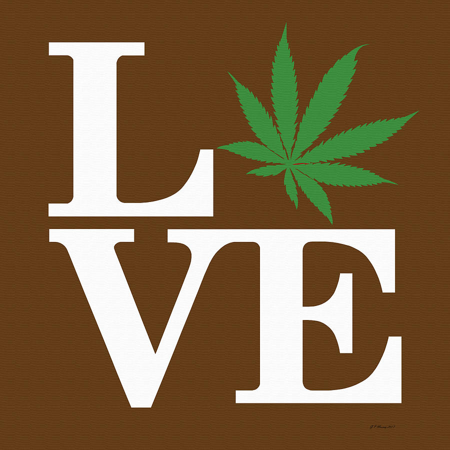 Marijuana Leaf Love Sign #59 Digital Art by Gregory Murray