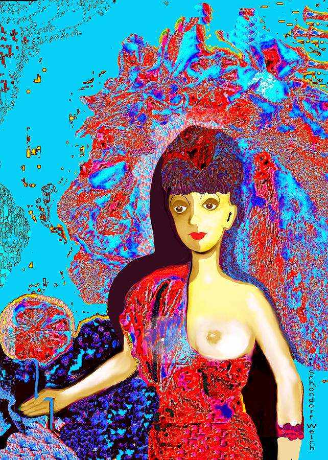 598 Lady in Red  V Digital Art by Irmgard Schoendorf Welch