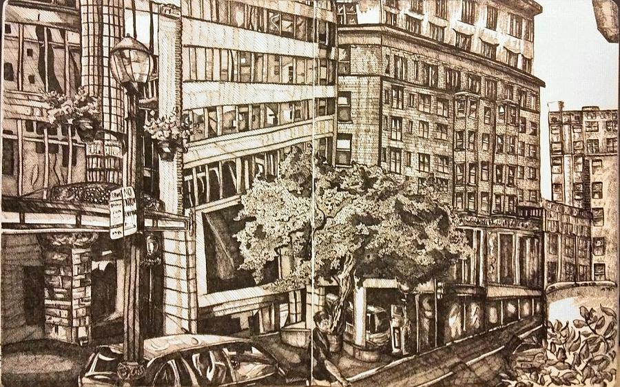 5pm Houston St. Drawing by Angela Weddle