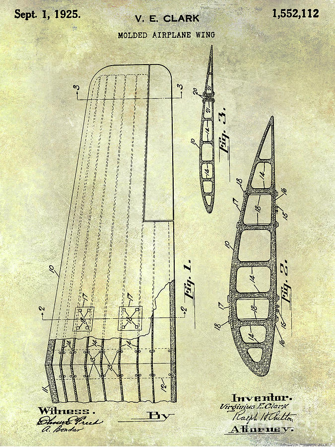1925 Airplane Wing Patent #6 Photograph by Jon Neidert