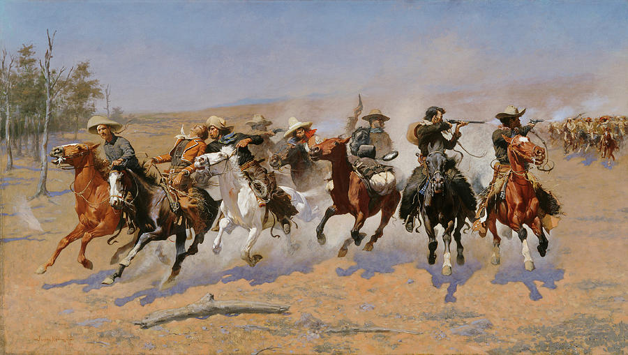 Horse Painting - A Dash For The Timber #6 by Frederic Remington