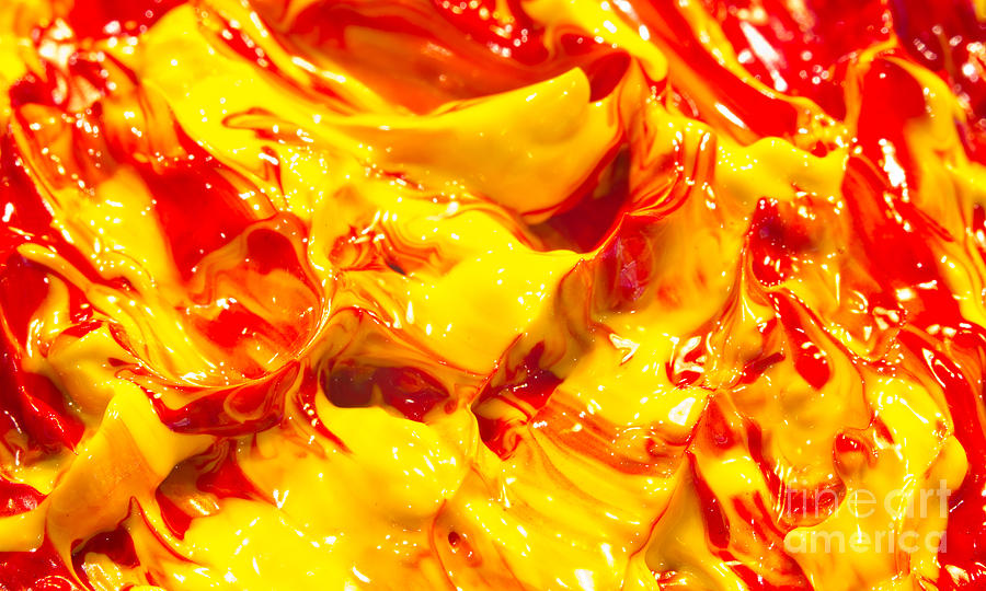 Abstract Paint Swirls in Red and Yellow #6 Painting by ELITE IMAGE photography By Chad McDermott