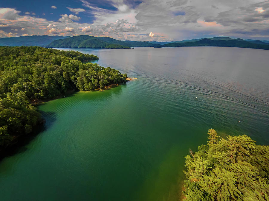 aerial of South Carolina Lake Jocassee Gorges Upstate Mountains #6 Photograph by Alex Grichenko