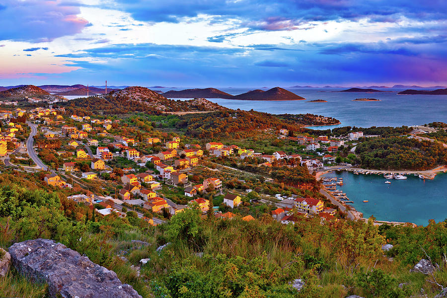 Amazing colorful sunset panorama of Pakostane archipelago #6 Photograph by Brch Photography