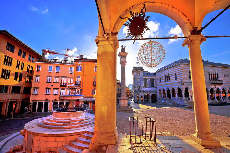 Ancient Italian square arches and architecture in town of Udine #6 Photograph by Brch Photography
