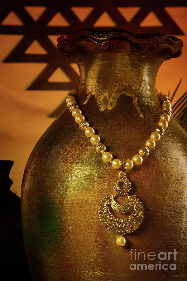 Antique jewelry set mounted on pot #6 Photograph by Kiran Joshi
