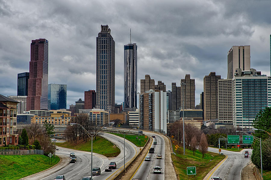Atlanta Downtown Skyline Scenes In January On Cloudy Day Photograph
