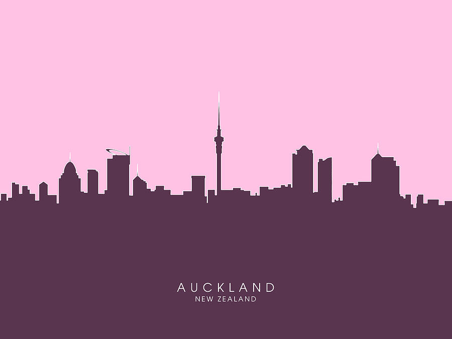 Auckland New Zealand Skyline #6 Digital Art by Michael Tompsett