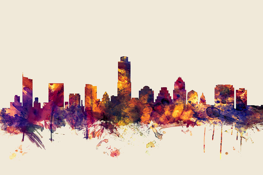 Austin Digital Art - Austin Texas Skyline #6 by Michael Tompsett