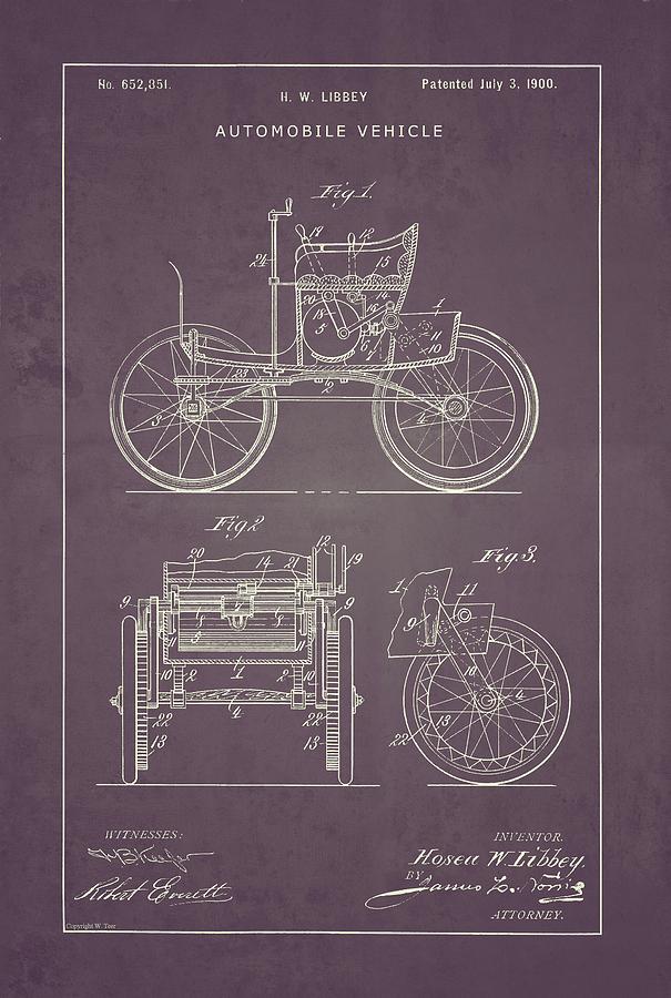 Automobile Patent #6 Drawing by Vintage Pix
