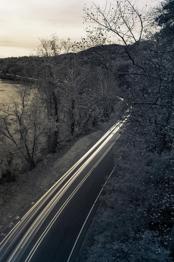 Automobile Traffic Long Exposure At Dusk In Pisgah National Park #6 Photograph by Alex Grichenko