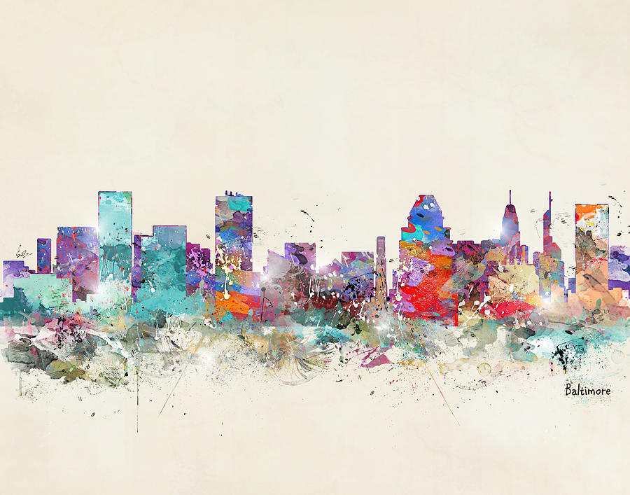 Baltimore Skyline Painting - Baltimore Maryland Skyline #6 by Bri Buckley