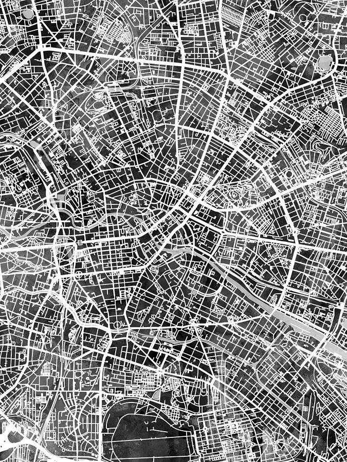Berlin Germany City Map #6 Digital Art by Michael Tompsett
